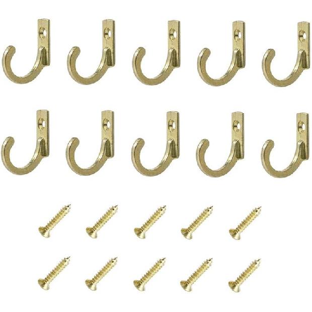30 Pcs Zinc Alloy Wall Mounted Single Hook Small Coat Hooks for Hats Towels Keys Scarves Jewelry Dresses with Screws (Green Bronze+Gold+Silver)