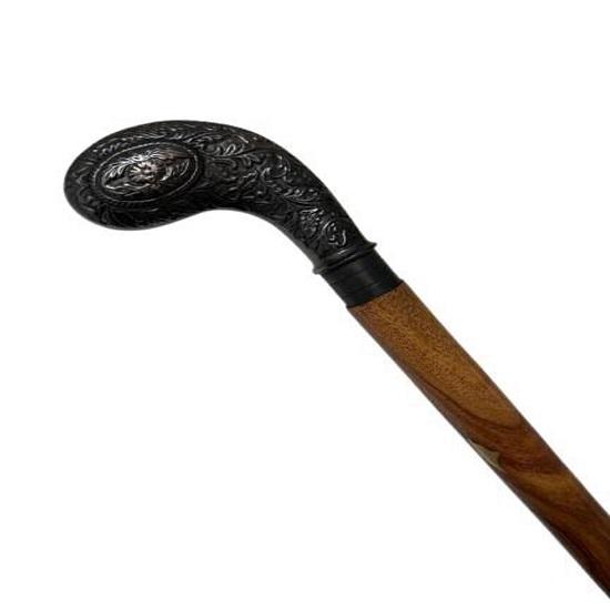 

Handmade Black Brass Handle Walking Stick 3 Fold Cane