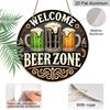 2D Flat Aluminum 7.87 Inch X 7.87 Inch Wall Hanging with Three Beers and Hops Design. Retro Beer Theme. Suitable for Bars, Living Rooms, Kitchens