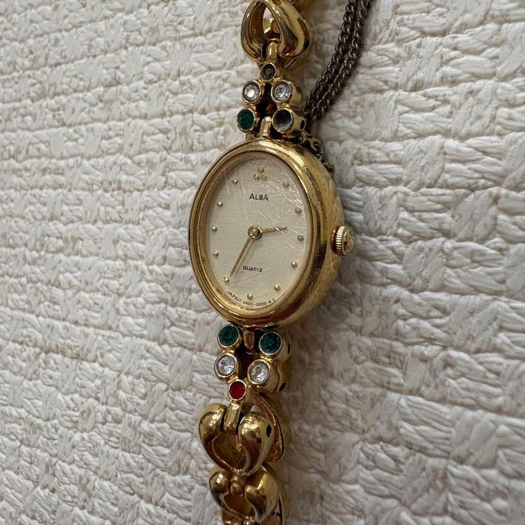 Used ALBA V400-0520 Jewelry Watch Gold Color