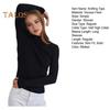 Women Knitting Bottoming Shirt Half High Collar Long Sleeve Solid Color Slim Fit Bottoming Tops Ribbed Warm Knitwear
