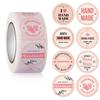 100-500pcs Kraft Paper Handmade with Love Stickers Thank You Sticker for Baking Packaging Envelope Seals Small Business Stickers