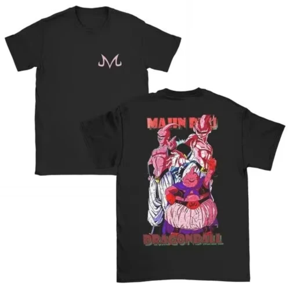 Maglietta estiva da uomo in cotone a maniche corte con scollo tondo e stampa kawaii Majin Buu Gym Ball Z Fitness Anime per genitori