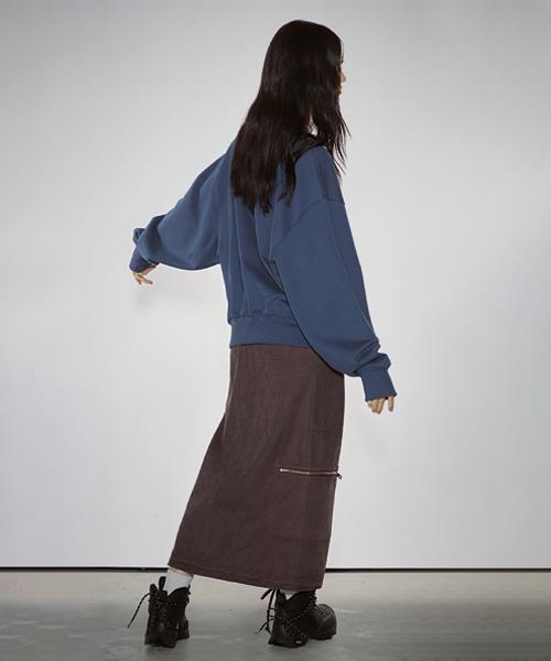 Ichidipeo Washed Two-Way Zipper Skirt_Brown