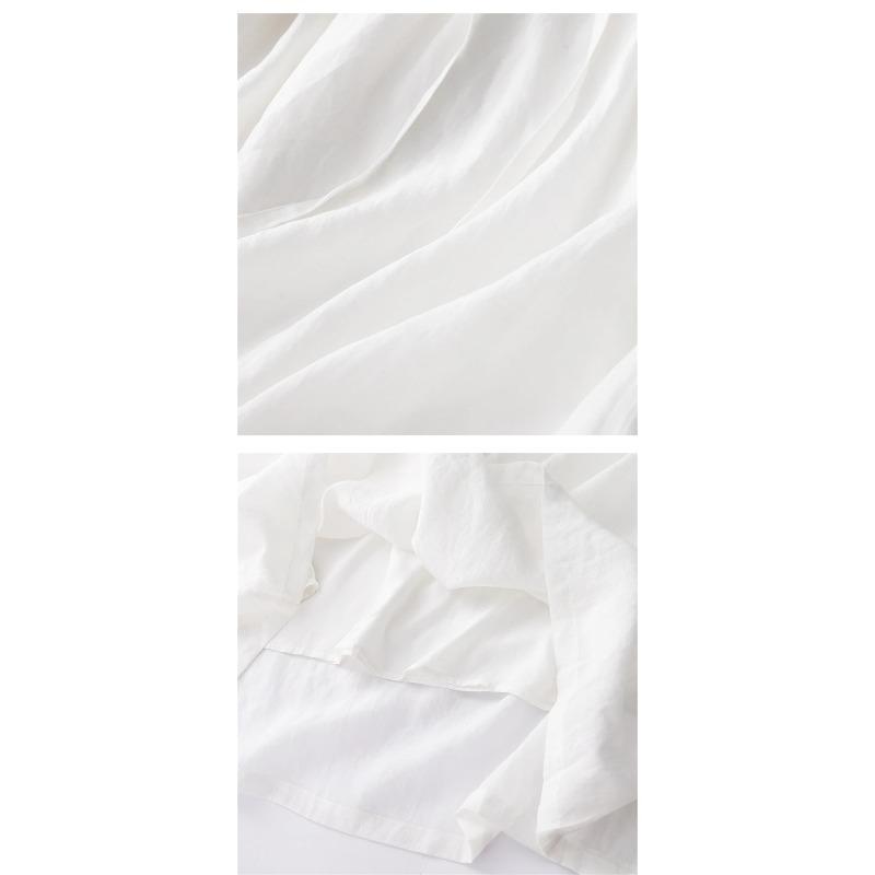 Summer Vintage Embroidery Solid Color Long Dresses Women Casual Breathable White Thin Dress Robe Elegant Clothing