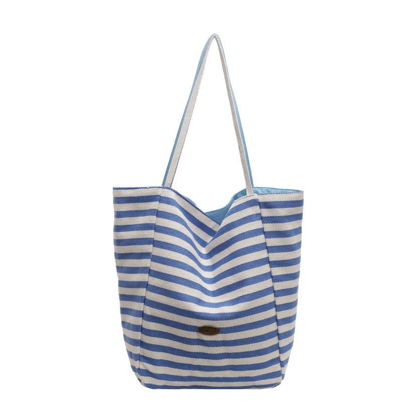 Women's 2024 Large Striped Canvas Tote Bag for Commuting & College Students