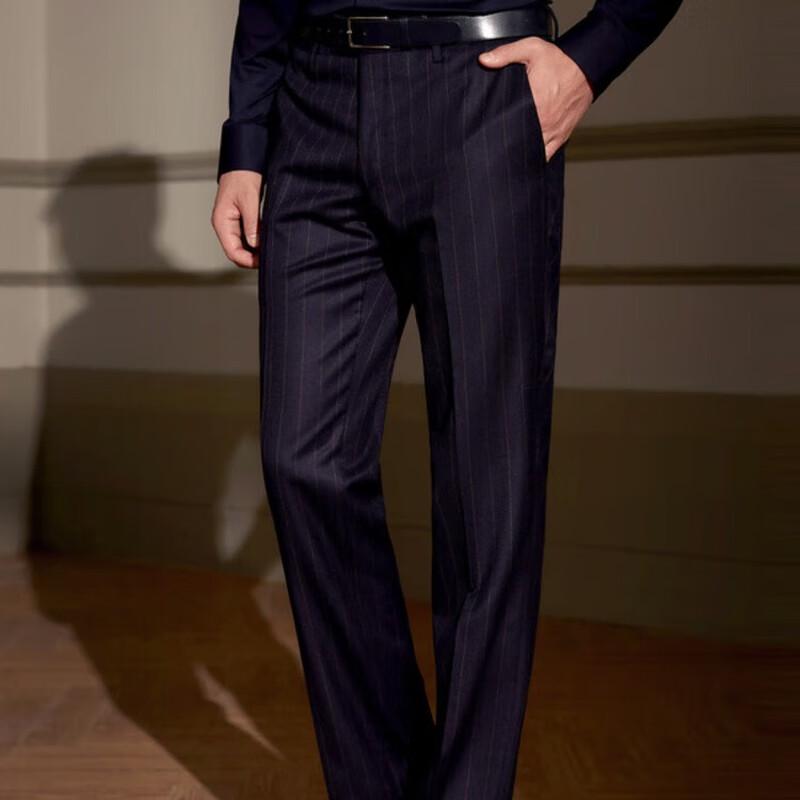 EVE Men s Blue Striped Straight-Leg Business Trousers 175/86A
