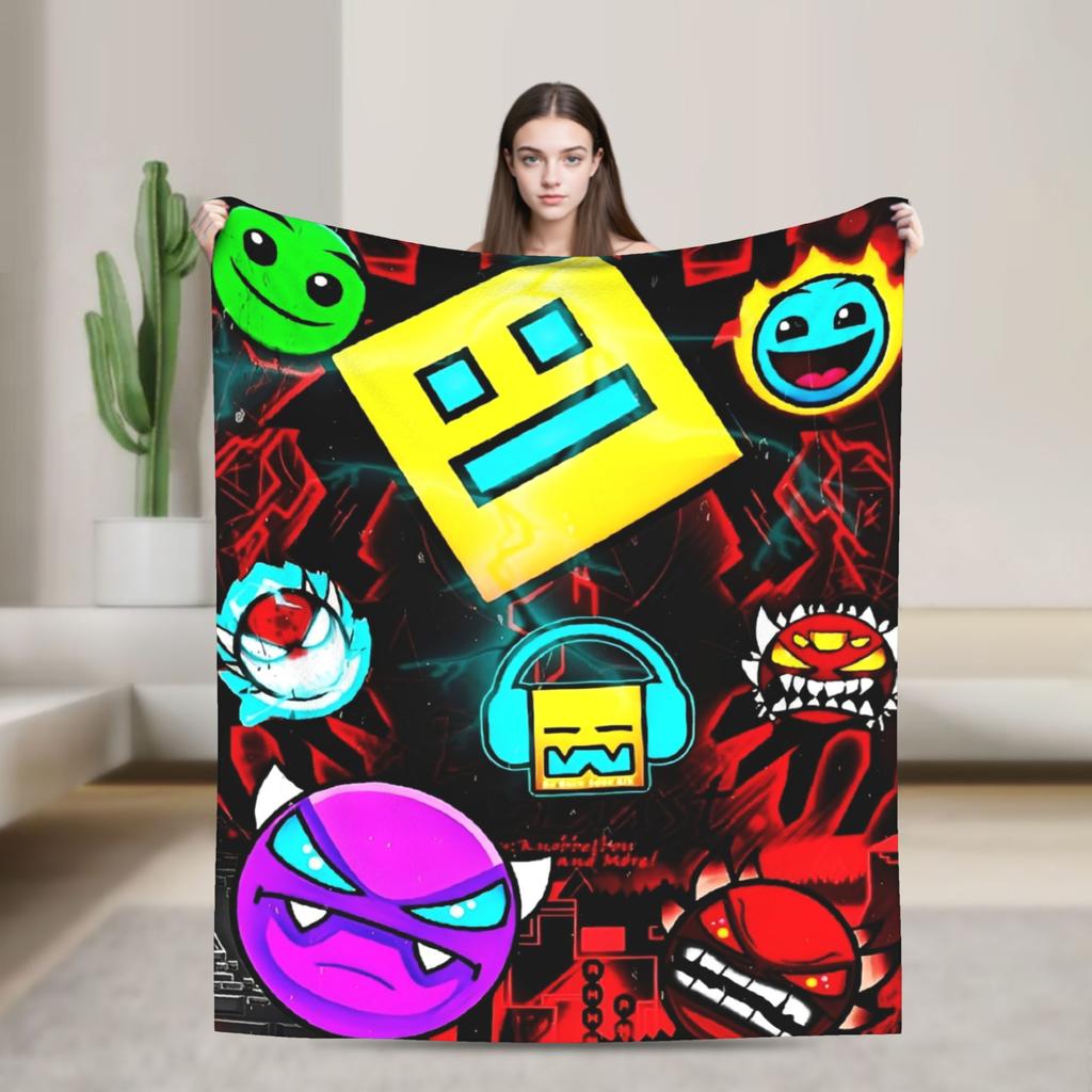Geometry Gaming Dashed Flannel Blanket  Soft Warm Throw Blanket for Living Room Travel Office Novelty Bedspread Sofa Bed Cover
