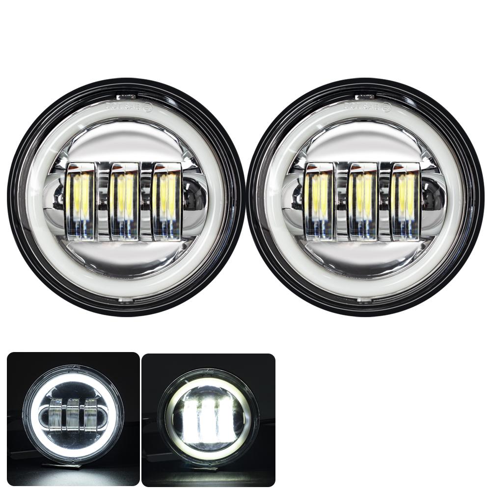 2pcs 4.5 Inch Motorcycle Led Fog Light DRL Led Fog Angel Eyes 30W Round Waterproof 4 1/2 Auxiliary Passing Lamp for Motorcycles