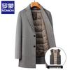 ROMON E Men's Mid-Length Wool Blend Overcoat with Down Liner