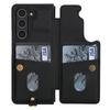 For Samsung Galaxy Z Fold6 5G Case Card Slots Leather Coated TPU Flower Phone Cover with 2 Straps