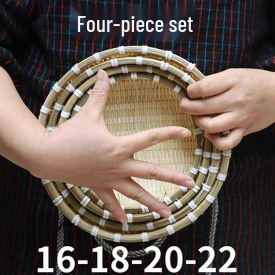 Round Handmade Bamboo Storage & Winnowing Basket - Farmhouse Fruit & Vegetable Basket