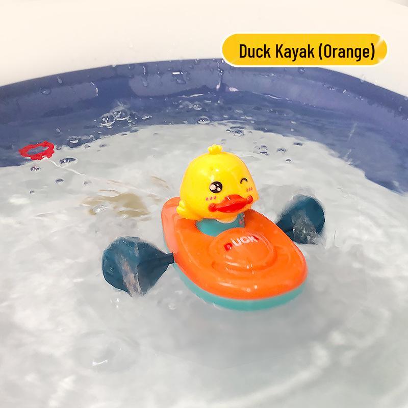 Children's 8-Piece Bath Toy Set: Yellow Duck, Net Scoop, Clockwork Duck, Water Spray Gun, and Shower Toys