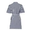 Damska sukienka koszulowa w paski z rękawami w kształcie liści lotosu i stójką