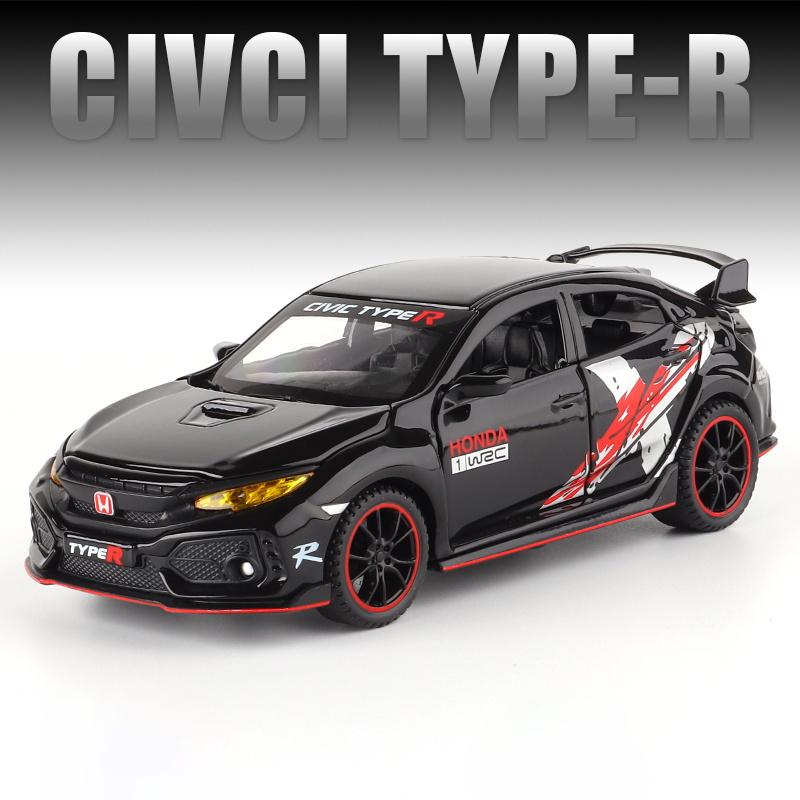 1/32 HONDA CIVIC TYPE-R Diecasts & Toy Vehicles Metal Car Model Sound Light Collection Car Toys for Children Christmas Gift