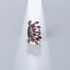 Original Designer Natural Garnet Ring with Adjustable Opening. Niche Design 925 Silver Colored Gemstone Ring