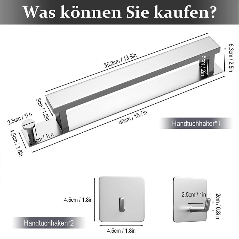 Self-Adhesive Towel Holder No Drilling Stainless Steel Guest Towel Holder Easy To Install for Hanging Bathroom Wall Guest Toilet