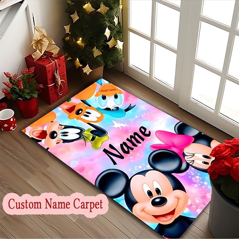 [Friends Mickey Minnie Goofy Donald Printed Carpet] Non-slip Home Office Rug, Personalized Customize Name Area Carpet