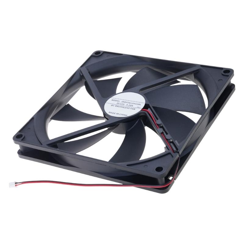 12V High Speed 180mm Thin Cooling Fan Double Ball Bearings 53CFM Airflow XH2.54mm 2Pin Connector For Computer Case Ventilation