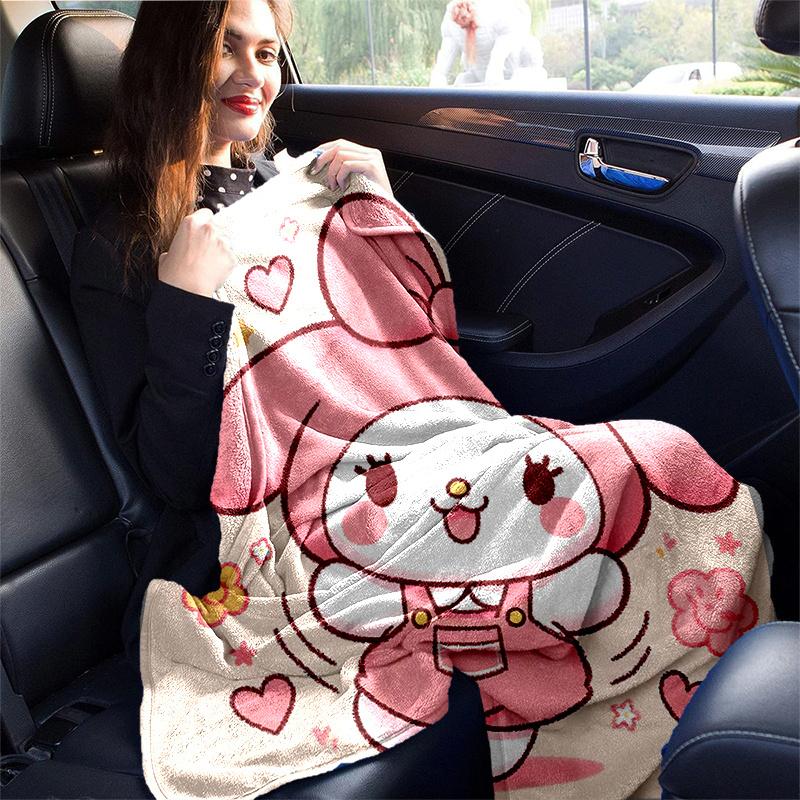 1pc Cartoon My Melody Blanket Room Decor, Soft Bedding Cover, Living Room, Travel, Camping, Car Blankets, Beach, Office Naps, Perfect Gift, All Season