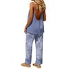 Women's 2 Piece Outfit Set, Casual Backless Sleeveless Top with Elastic Waist Long Pants, Suit No Pockets