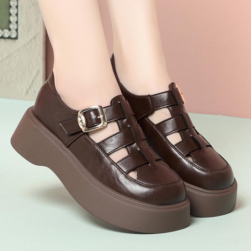 

Fashion Fashionable And Casual Sandals For Women In Summer Wear For Thick-Soled Roman Skirts And Small Leather Shoes Women s Singles 34
