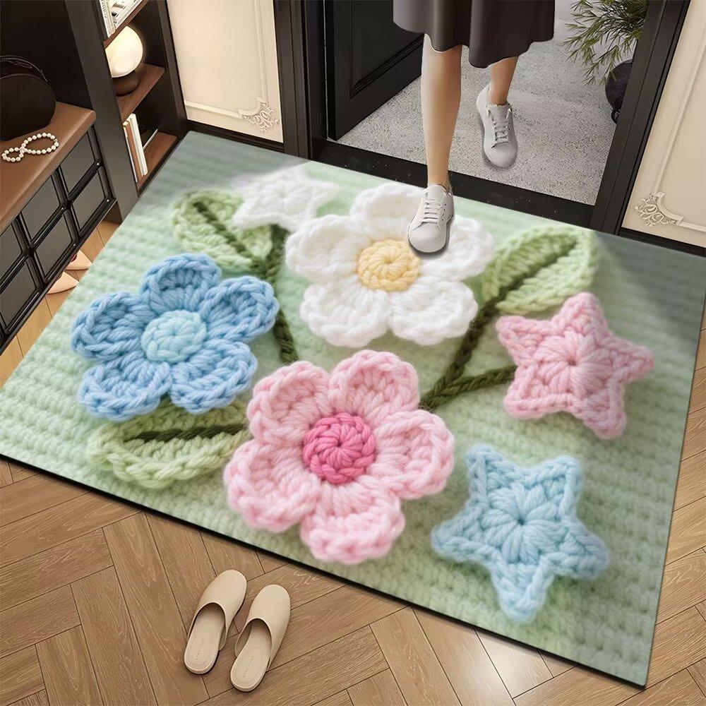 

Entrance Door Mat 3D Floral Bathroom Door Absorbent Floor Mat Machine Washable 40 * 60Cm