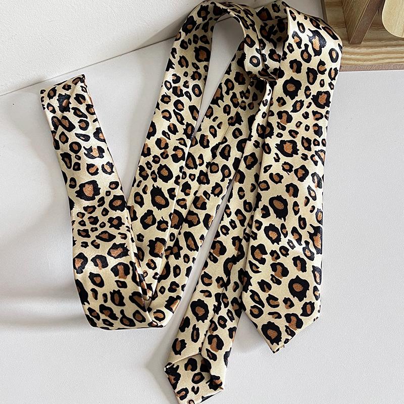 Women'S Retro Leopard Print Tie  Tie And Belt Dual Purpose Decoration