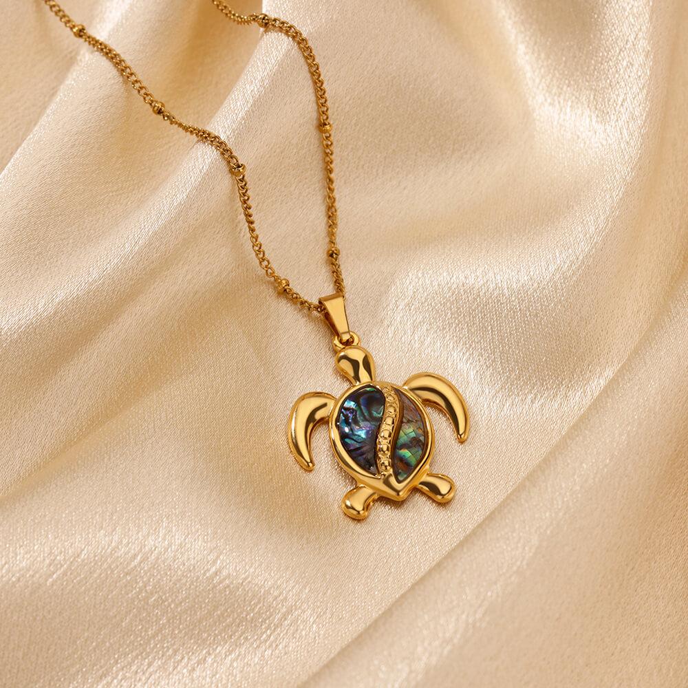 Sommarstrand Sköldpadda Halsband för Kvinnor Pärlor Kedja Hänge Halsband Kvinnlig Charm Rostfritt Stål Smycken y2k Accessoarer Halsband