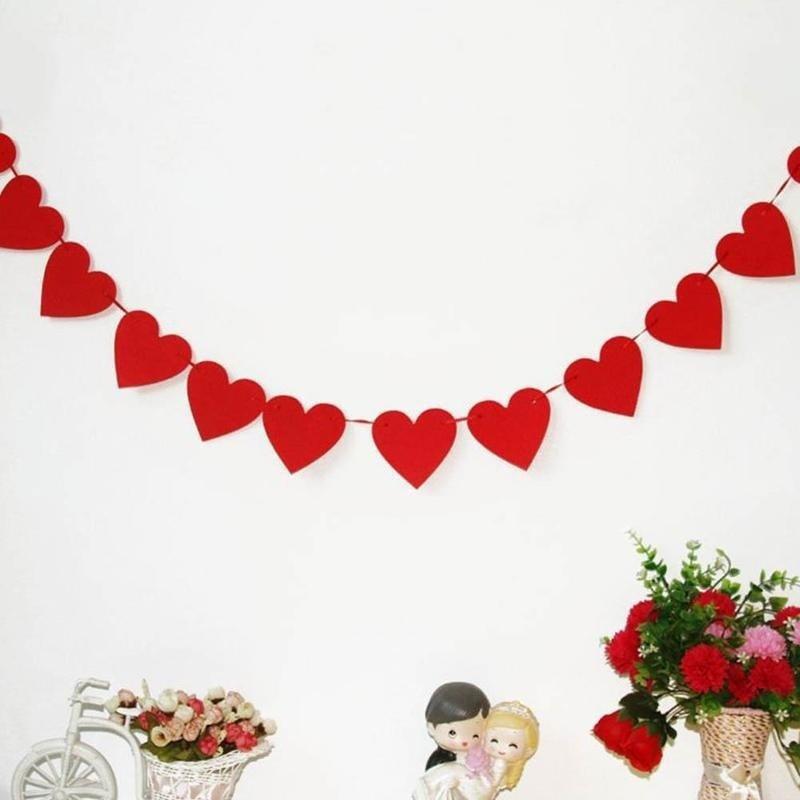 1 Set Paperboard Heart-shaped Garland Bunting Banners & Flags Valentine's Day Party Wedding Room Hom