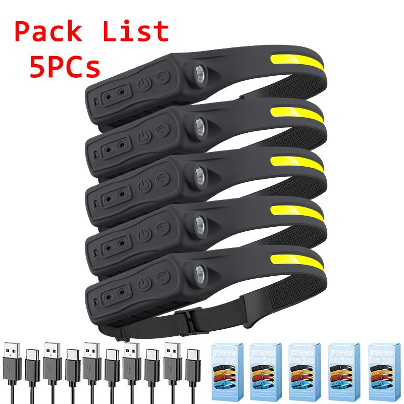 Powerful COB LED Induction Headlamp Built-in Battery USB Rechargeable Head Flashlight Outdoor Camping Fishing Riding Headlight