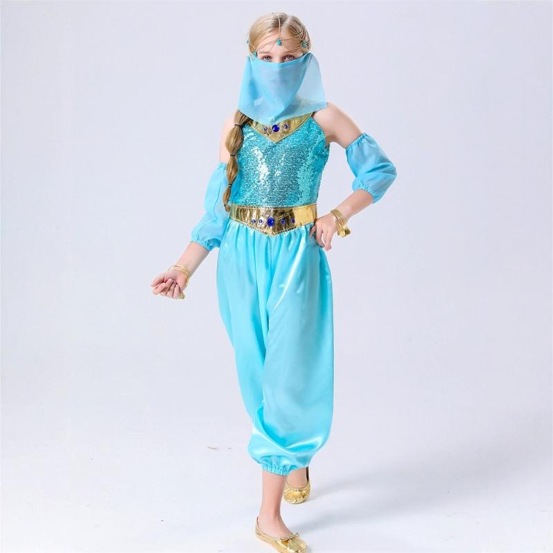 Halloween One Thousand and One Nights search banner Princess Jasmine Kids Jasmine Blue Suit Cosplay Suit