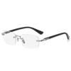 Rimless Finished Myopia Glasses Women Men Imitation Wood Grain Anti Blue Light Nearsighted Eyewear