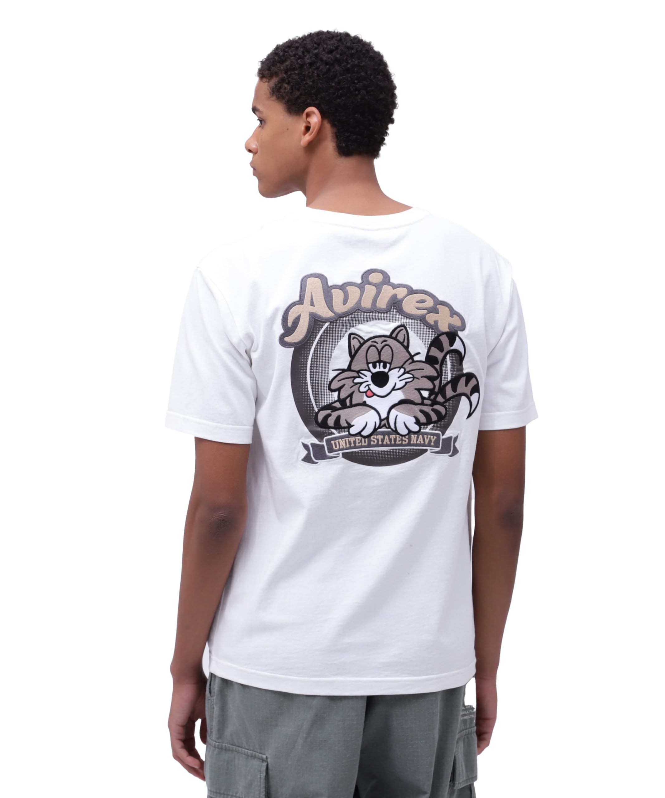 

Avirex Tomcat Embroidery Tomcat Embroidery F T-Shirt (WEB&DEPOT Exclusive) Men s T-Shirt, 030, White, 783-5934020