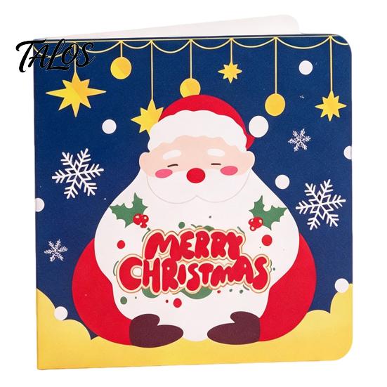 Xmas Message Cards 10Pcs Merry Christmas Greeting Set, Folding Cartoon Blank Note Cards, Festive Blessing for Holiday Gift