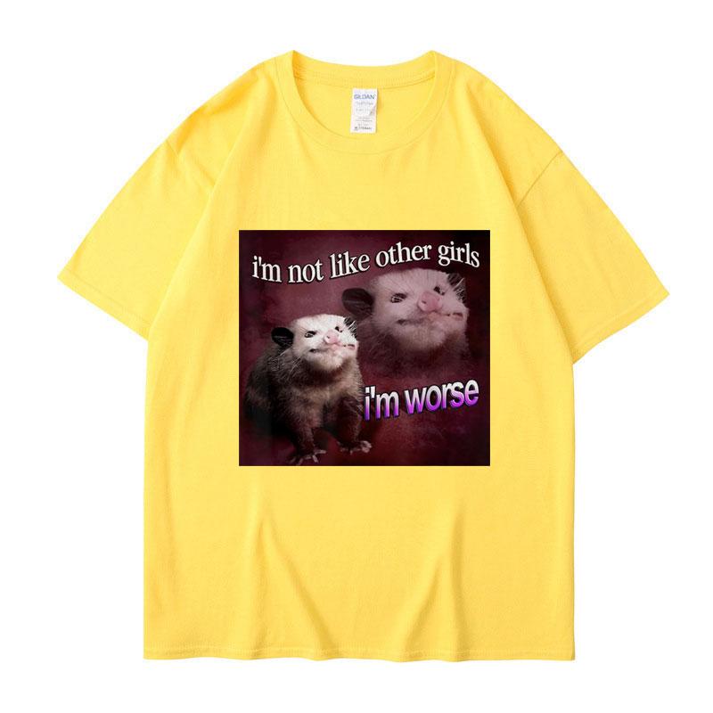 I'm Not Like The Other Girls I'm Worse Print T Shirt Funny Opossum Short Sleeve Men Women Tee Shirt Oversized Cotton