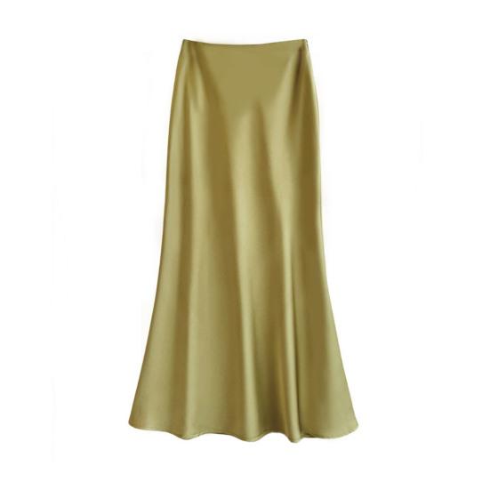 Gonna a Coda di Pesce da Donna a Vita Alta Effetto Seta Traspirante Lucida Design Snellente Gonna Maxi Lavoro Tempo Libero Abbigliamento Quotidiano