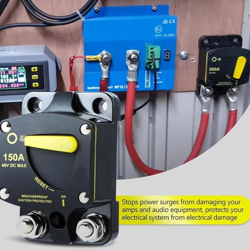 High Amperage Circuit Breaker with Manual Reset for Use in Car Motorhomes Boats Solar Installations Corrosion Resistant
