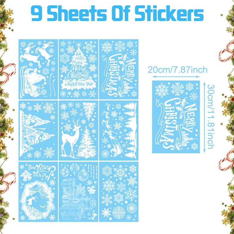 9pcs Christmas Window Stickers Merry Christmas Party Decoration 2026 Xmas Santa Claus Stickers Navidad Natal New Year Gift 2026