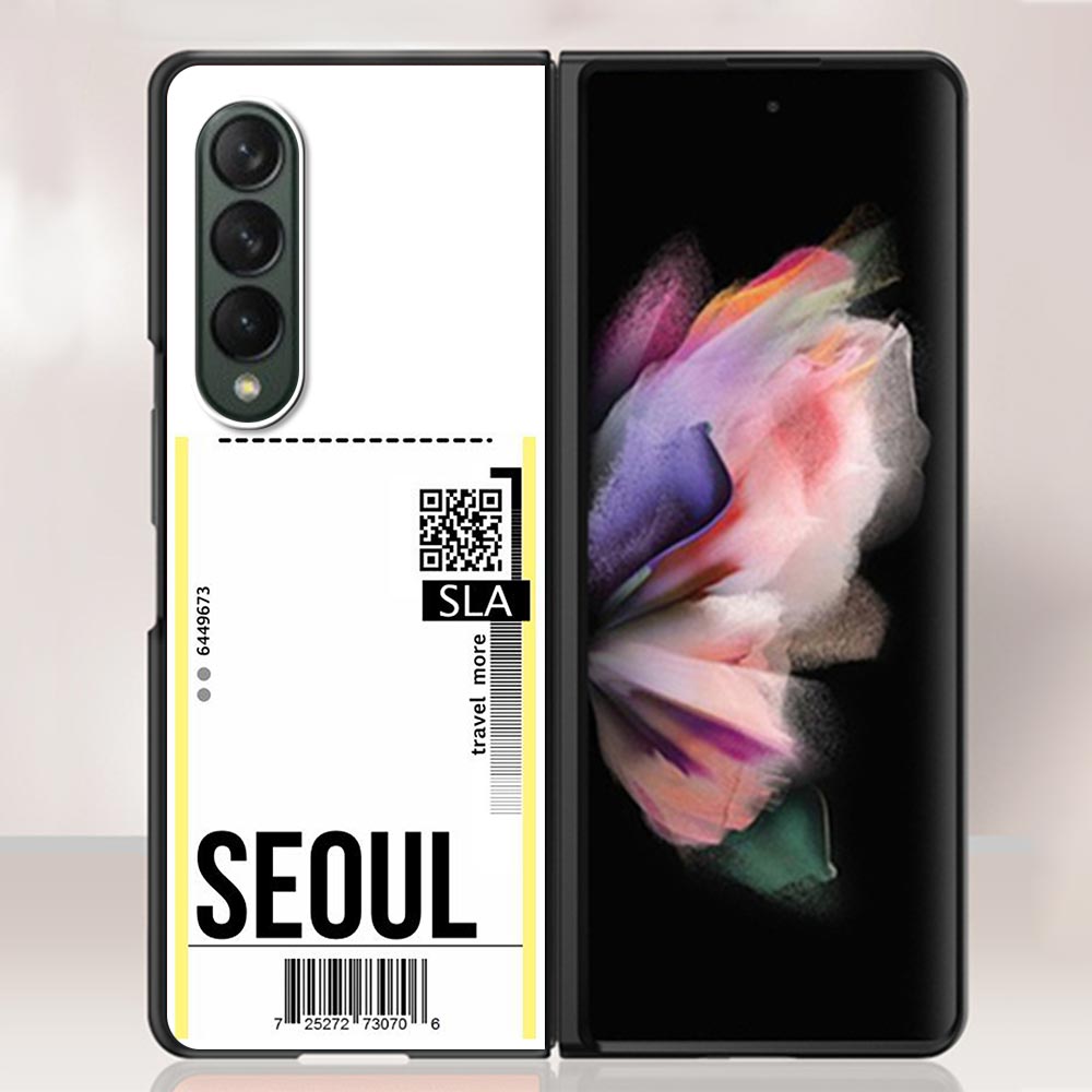 Zfold4 Case For Samsung Galaxy Z Fold3 Z Fold 3 5G Hard Slim Ultra-thin Shell Fly Ticket AIR Tickets Travel Label Country