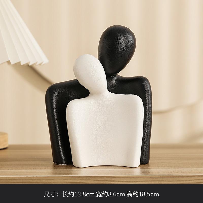 Ceramic Abstract Simple Character Decoration Creative Hugging Couple Figurine Modern Home Desktop Living Room Bookshelf Ornament