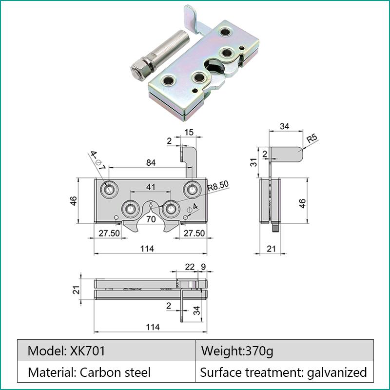 XK701 Carbon steel galvanized Panel Rv Camping Vw Car Door Cover Jeep Hood Latch Quick rotary Latch XK701A