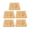 5 Pcs Bamboo Hot Pad Table Mat Bamboo Trivet Pot Mat Heat Resistance for Hot Dishes Pot Bowl Teapot Quadrate 15CM