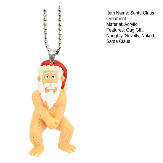 Funny Naked Santa Claus Christmas Ornaments Naughty Acrylic Xmas Tree Hanging Decoration Gag Gifts for Holiday Party Supplies