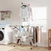 Folding Clothes Drying Rack with 5 Adjustable Wings and 4 Shoe Racks, Stainless Steel, Silver