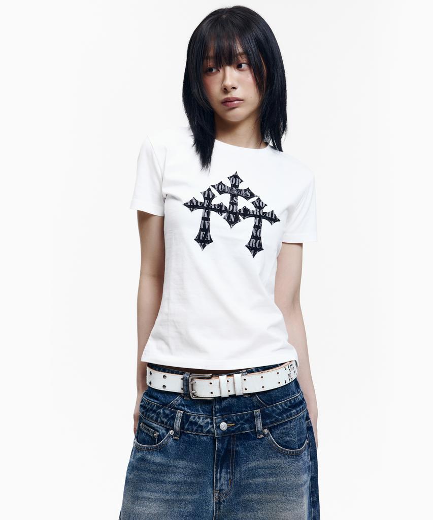 AAKAM Trinity Cross Half Top (White)