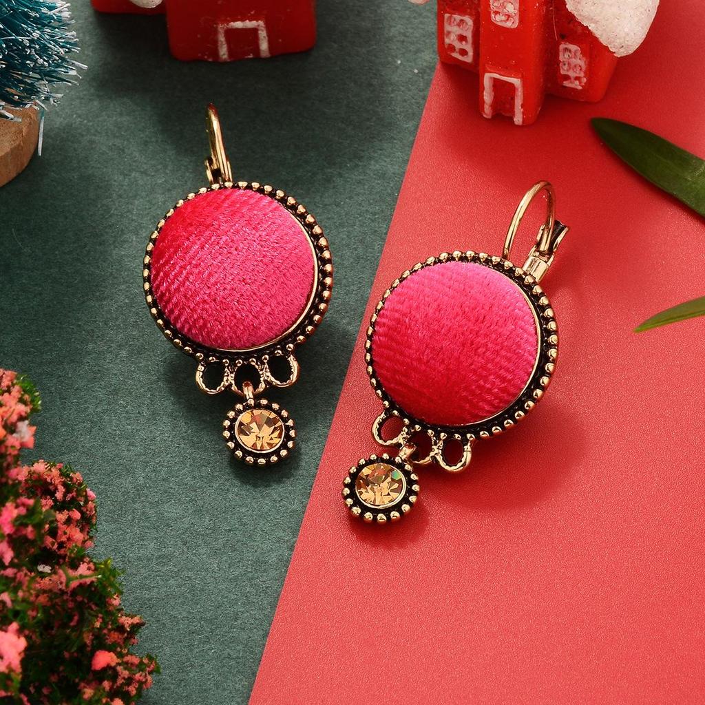 Vintage Velvet Christmas & New Year Earrings with French Hook - Stylish and Unique Design for Women