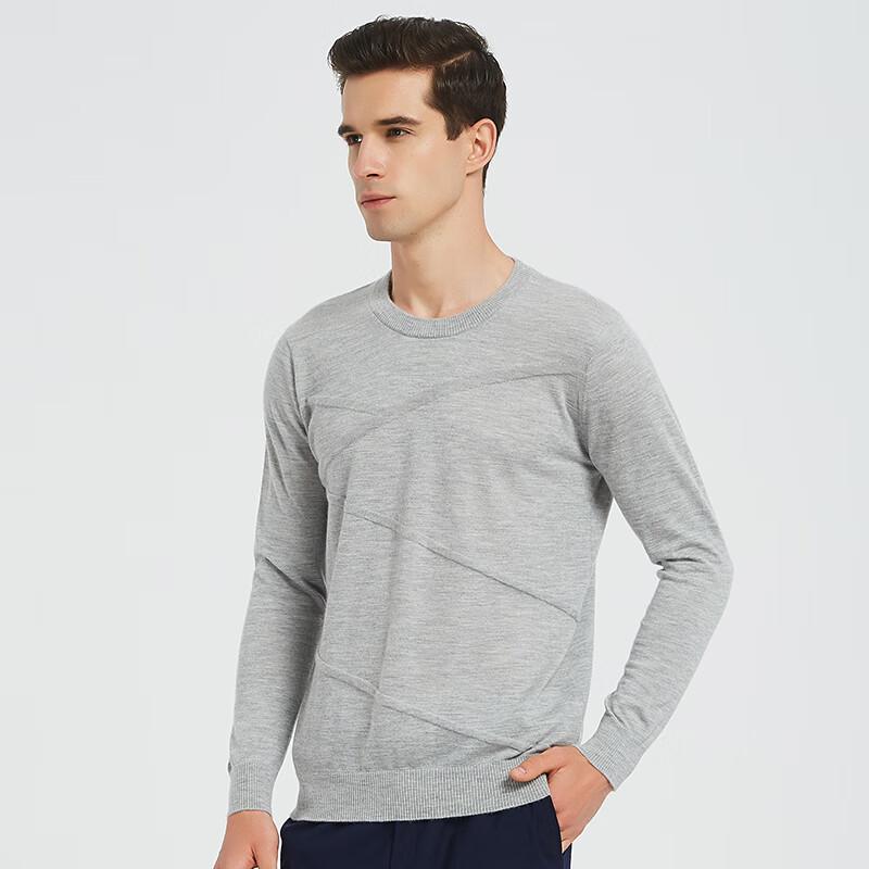 Hengyuanxiang Men's Pure Cashmere Round Neck Thin Sweater