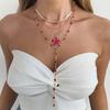 Beads Cross Necklace Set Flower Pendant Stacked Collarbone Chain Fashion Zinc Zinc Alloy Neck Pendant Women
