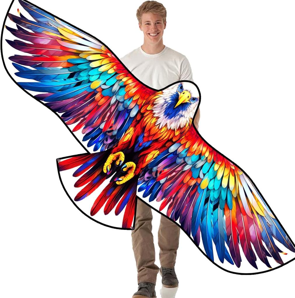 Colorful Eagle Kite, a colorful hawk-style kite for adults and teenagers, perfect for beginners. Easy to assemble and operate, includes a storage